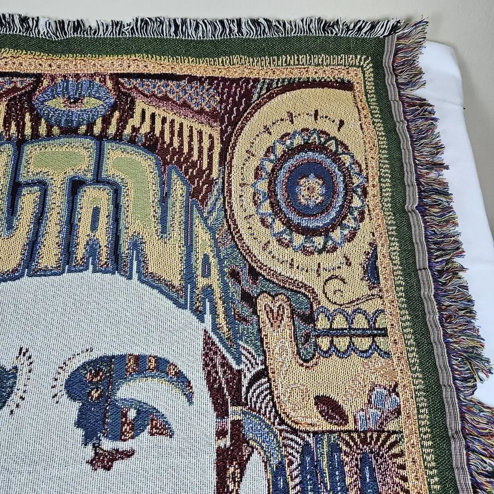 Y2K Carlos Santana Throw Blanket Corazon Tour 2014 Woven Made USA Concert Rare